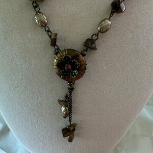 Artisan Brown Floral Necklace